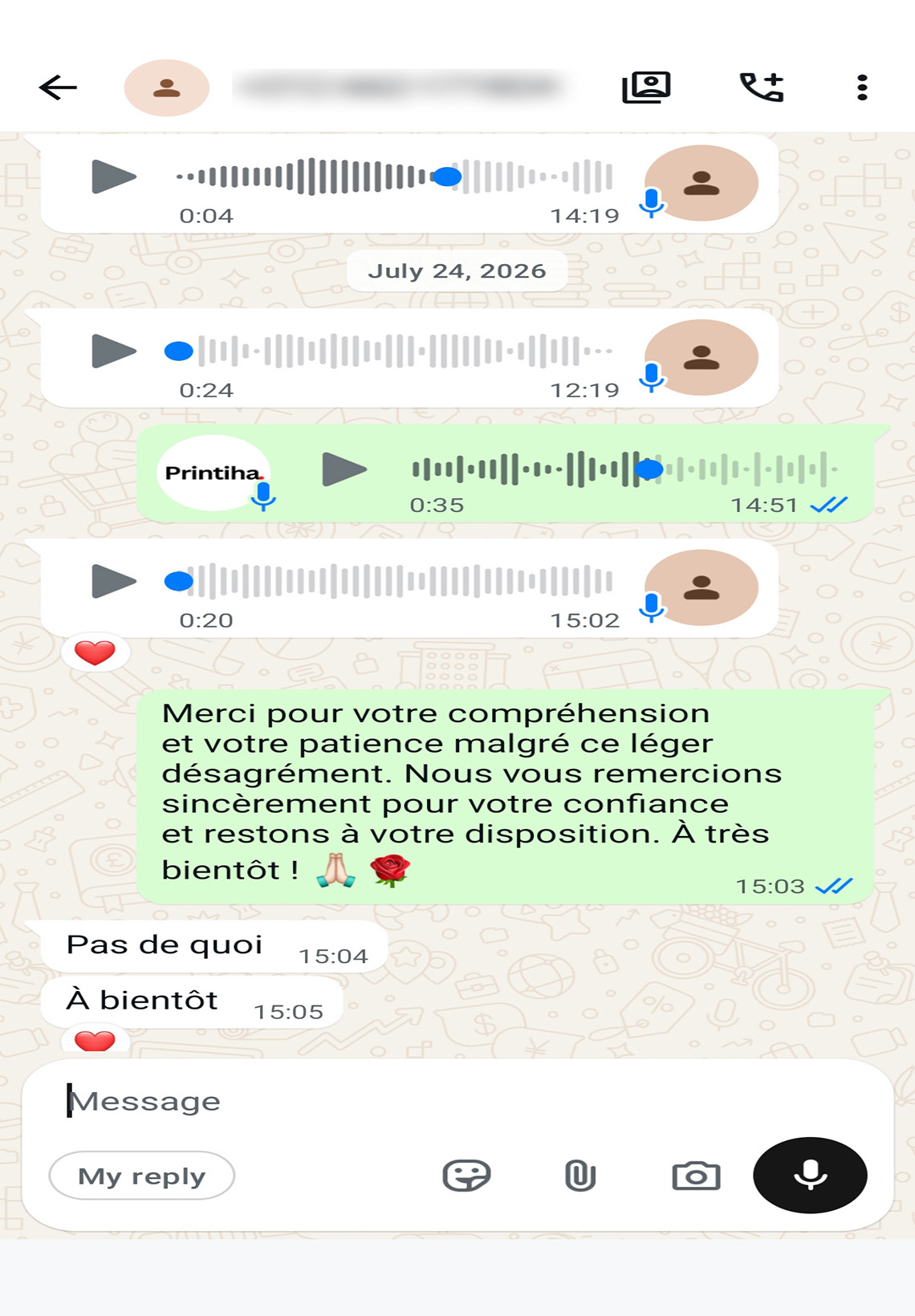 Avis client PRINTIHA 6